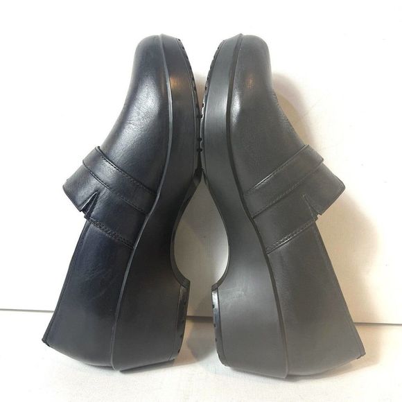 Dansko Black Leather Block Mid Heel Women's Shoes EU 39 US 8.5-9 Slip On Clogs - Picture 6 of 13